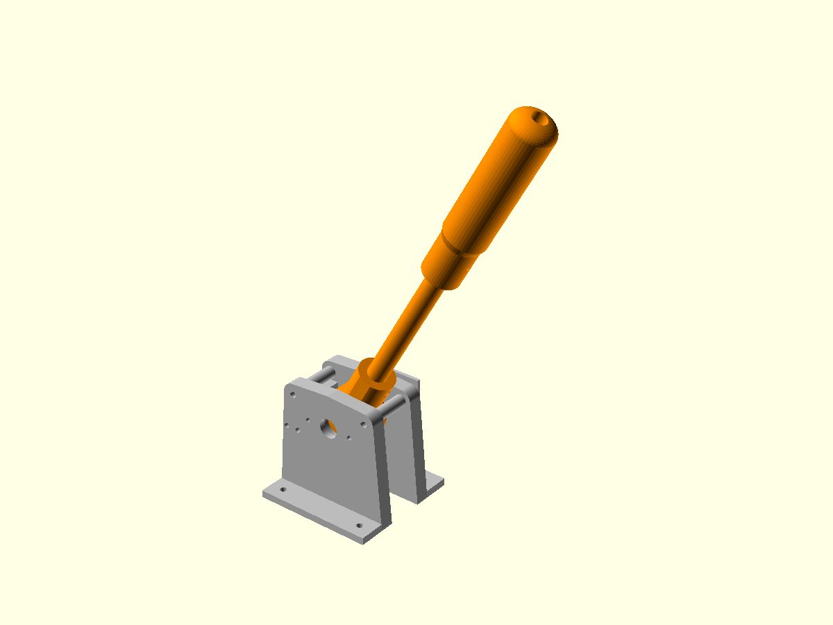 CAD model of a 3D-printable throttle lever assembly